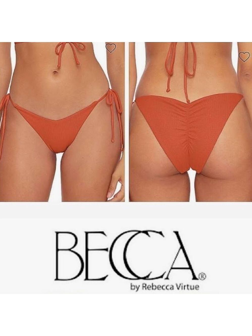 WOMEN’S BECCA Beccaswim Pucker Up Tie Side Swim Bottom Swimwear L Ginger - Picture 3 of 16
